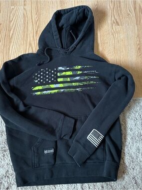 Freedom Industries Men’s Black Hoodie with Neon Graphic Flag